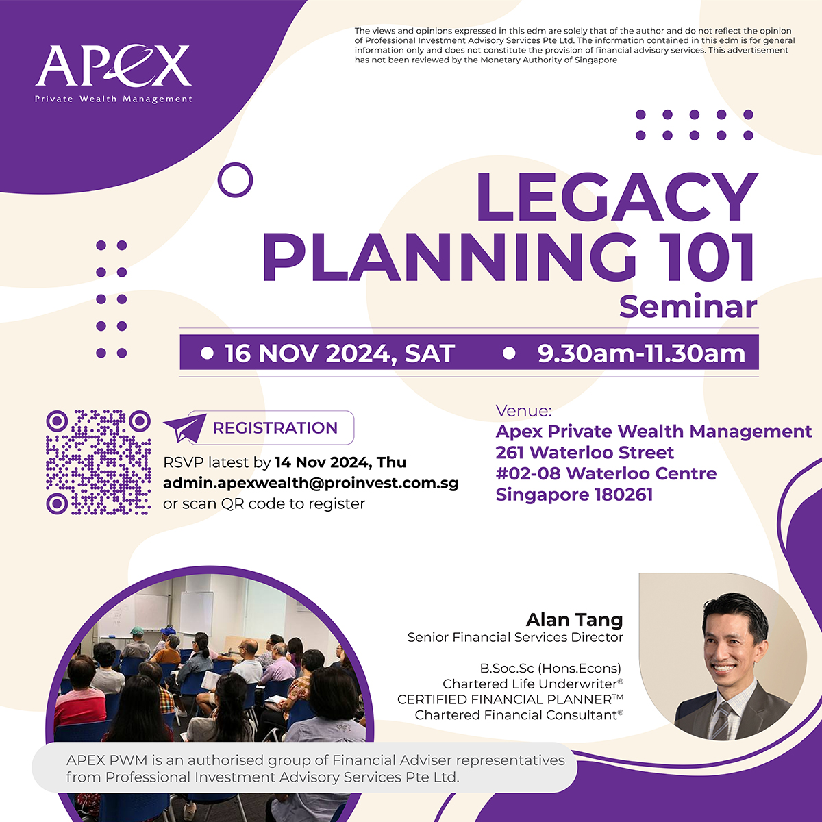 Legacy Planning 101 Seminar - 16 NOVEMBER 2024 - Apex Private Wealth ...